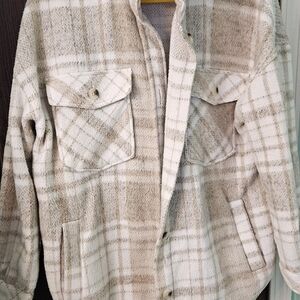 SO Cream and Tan Plaid Teddy Jacket